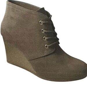 Arizona Jean Co AZ Lawrence Truffle Wedge Booties Lace Up Ankle Boots Womens 9.5